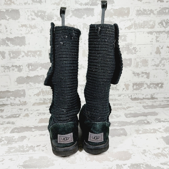 Ugg Australia Classic Cardy Grey Blue Knit Sweater Boots O32 - Picture 6 of 11